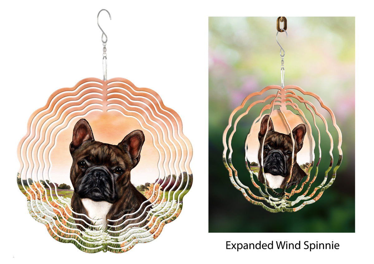 French Bulldog Brindle And White Wind Spinner