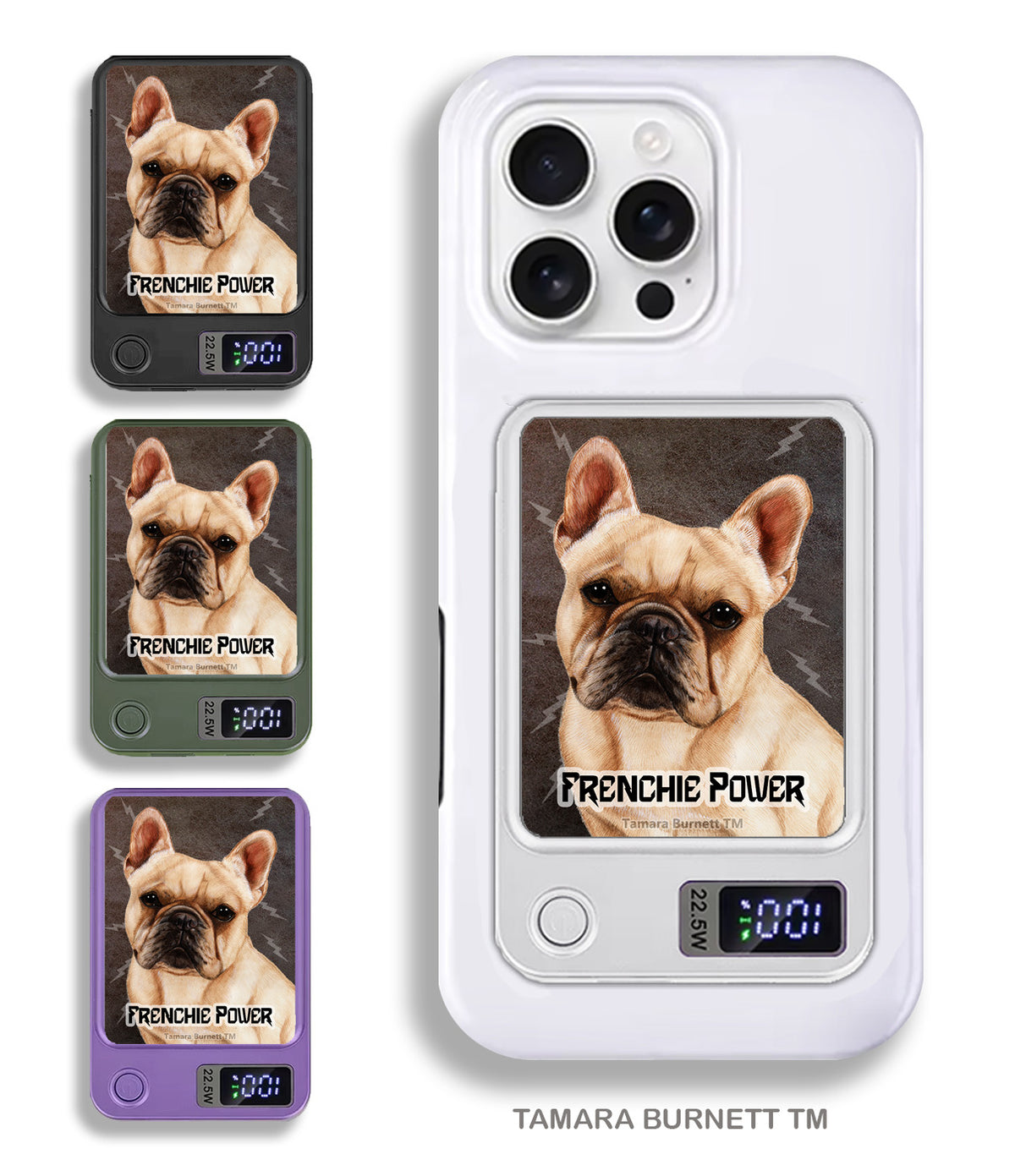 French Bulldog Cream Phone Bank Wireless Charger