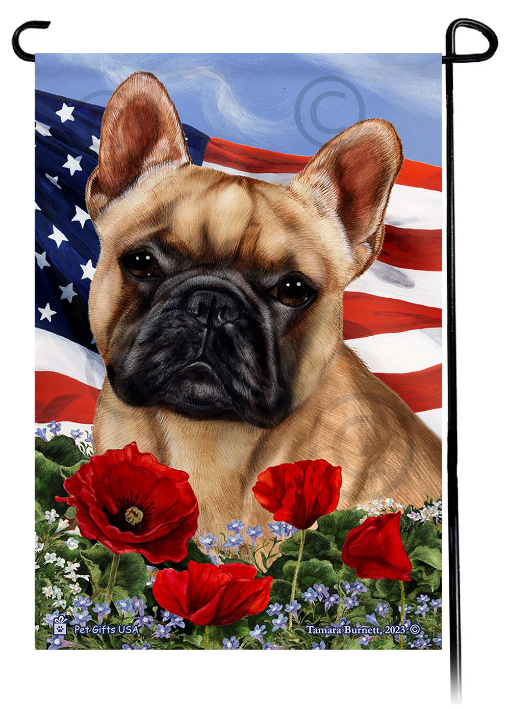 French Bulldog Patriotic Flowers - Garden Flag