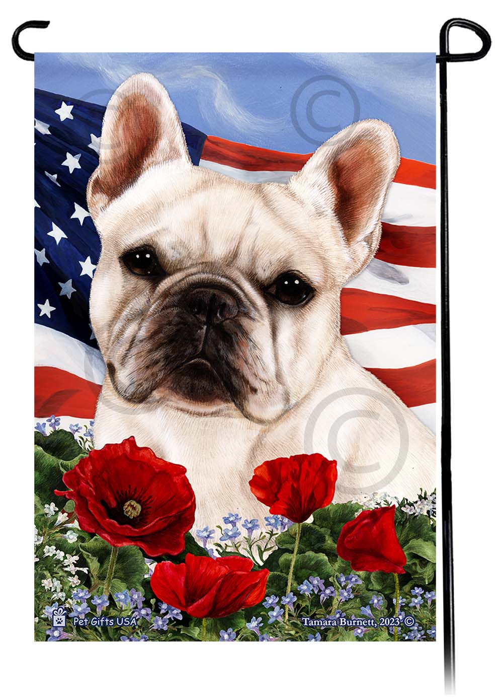 French Bulldog Patriotic Flowers - Garden Flag