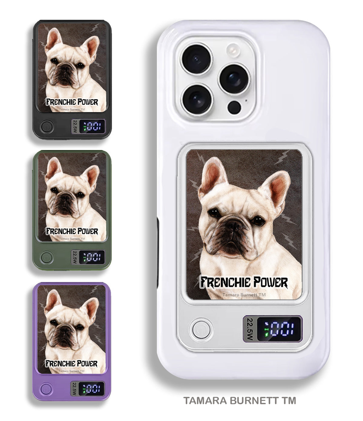 French Bulldog White Phone Bank Wireless Charger