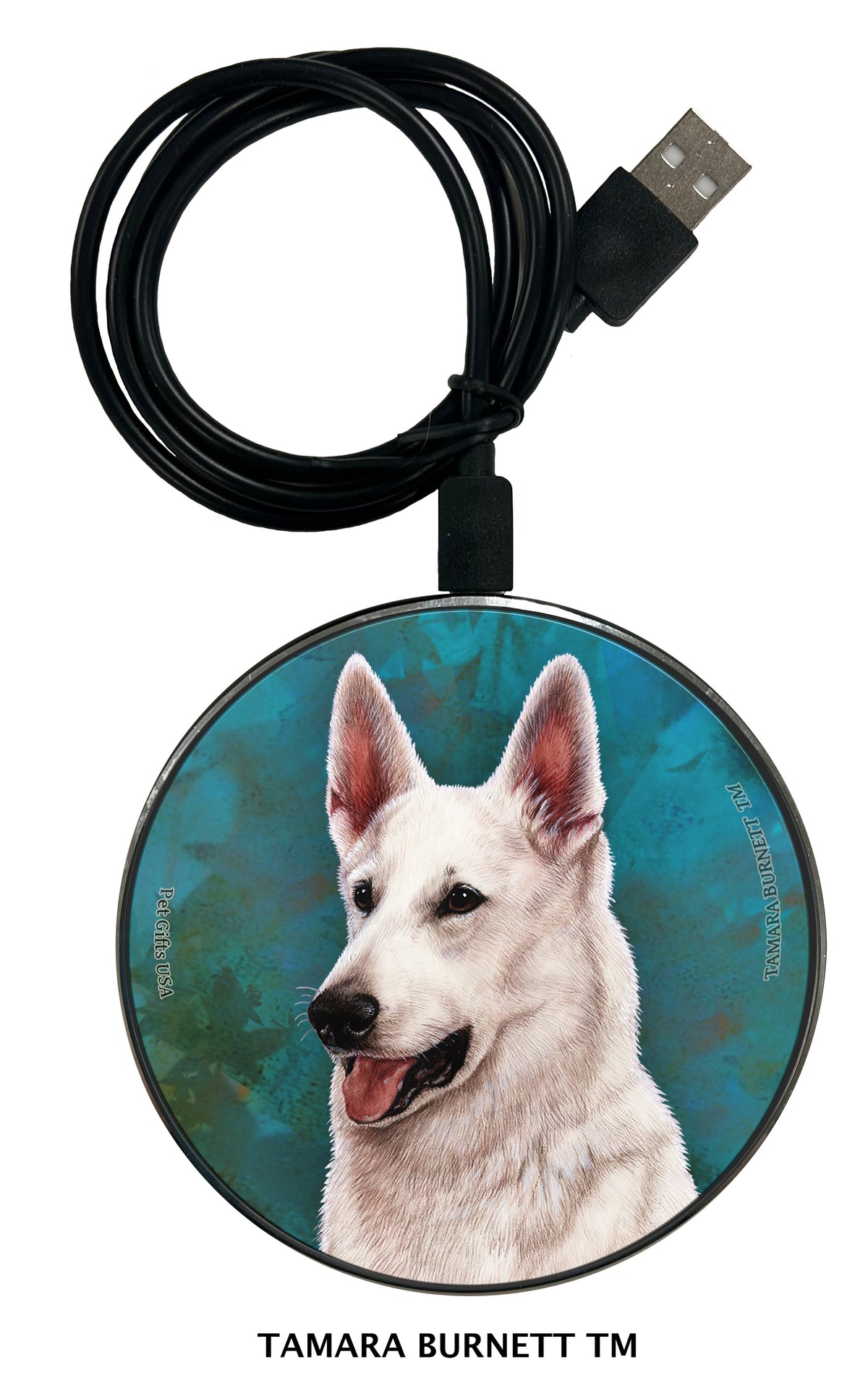 German Shepherd White Zoomies Wireless Charger