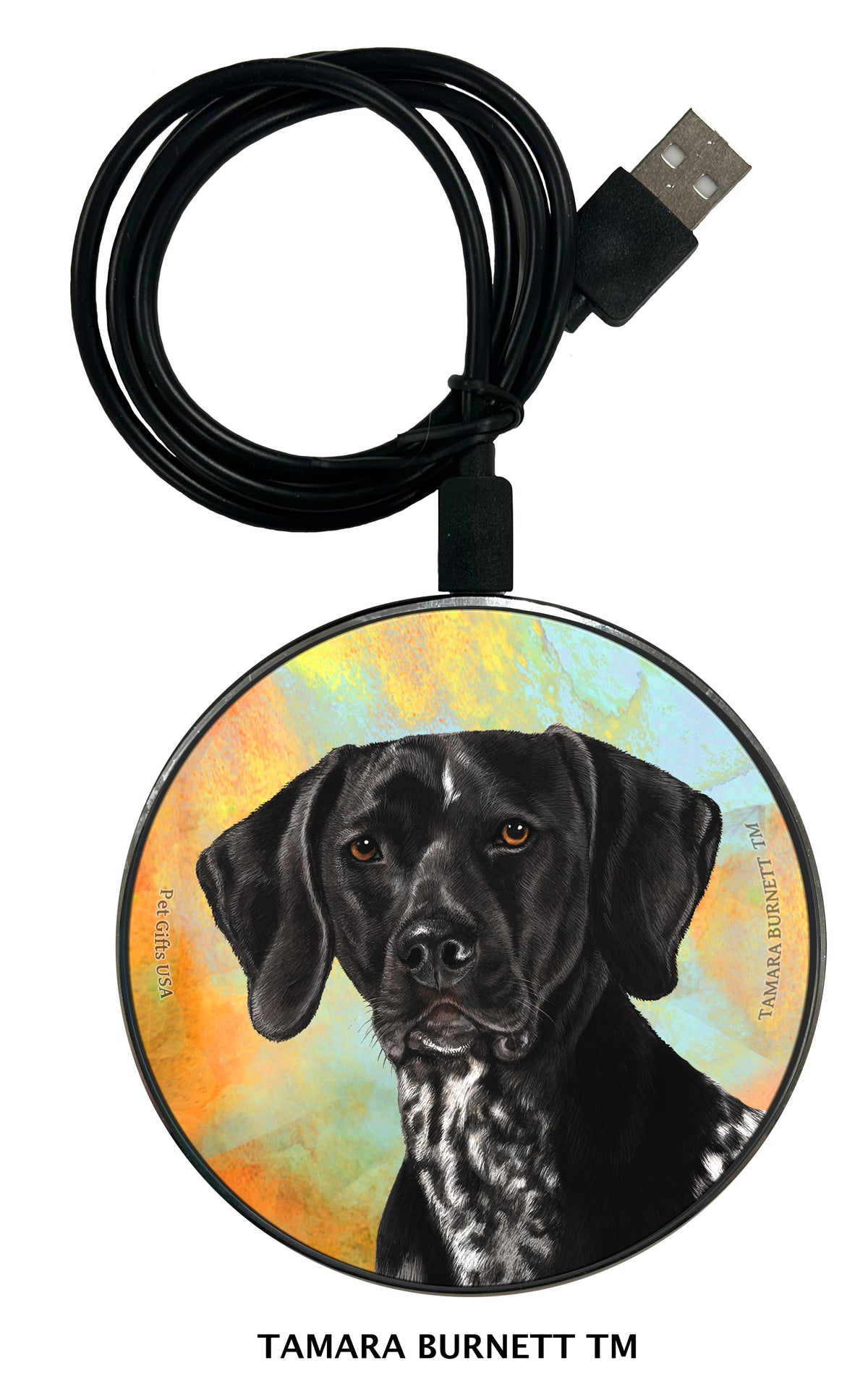 German Shorthaired Pointer Black Roan Zoomies Wireless Charger