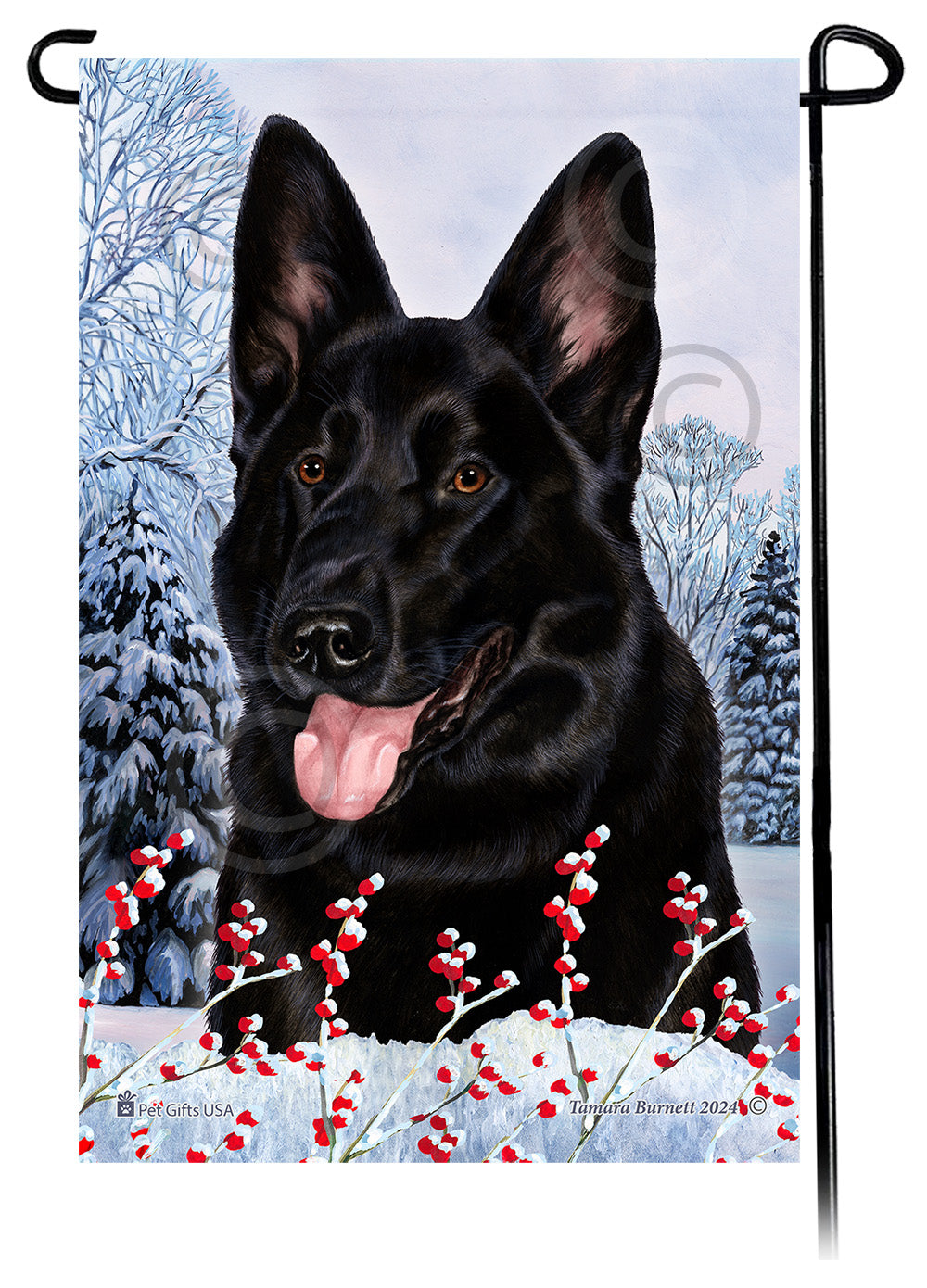 German Shepherd Winterberries Garden Flags