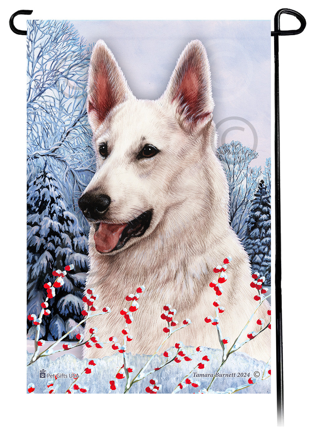 German Shepherd Winterberries - Garden Flag