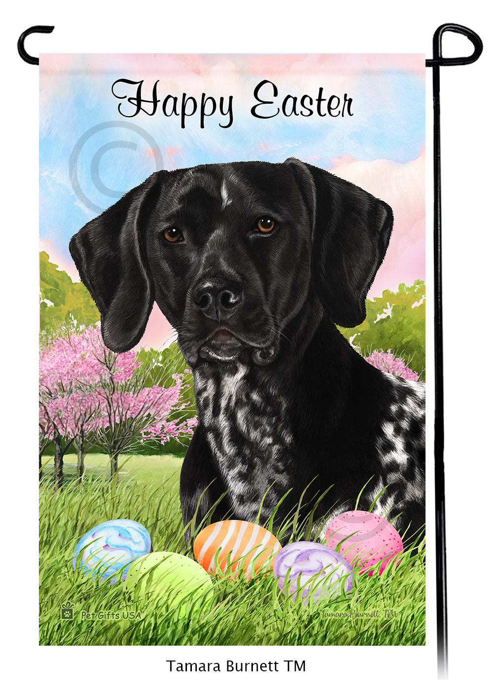 German Shorthaired Pointer Happy Easter Garden Flags