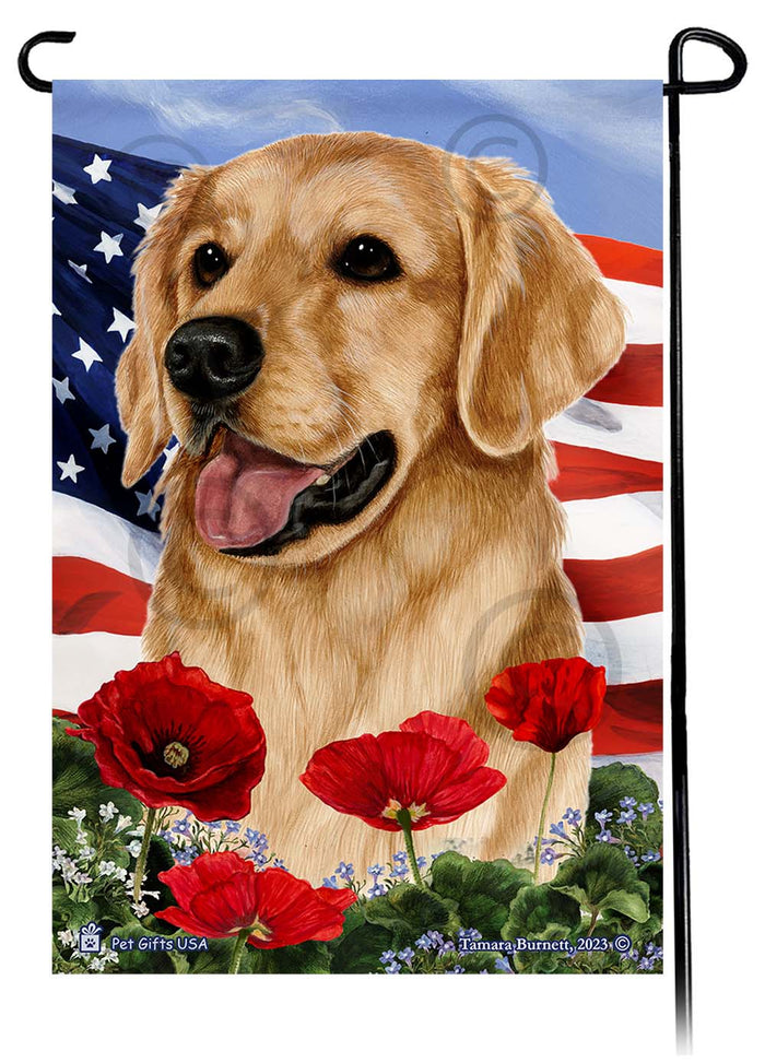 Golden Retriever Patriotic Flowers - Garden Flag