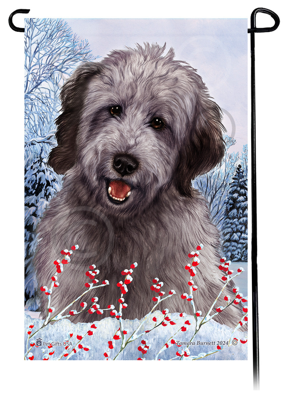 Goldendoodle Winterberries - Garden Flag