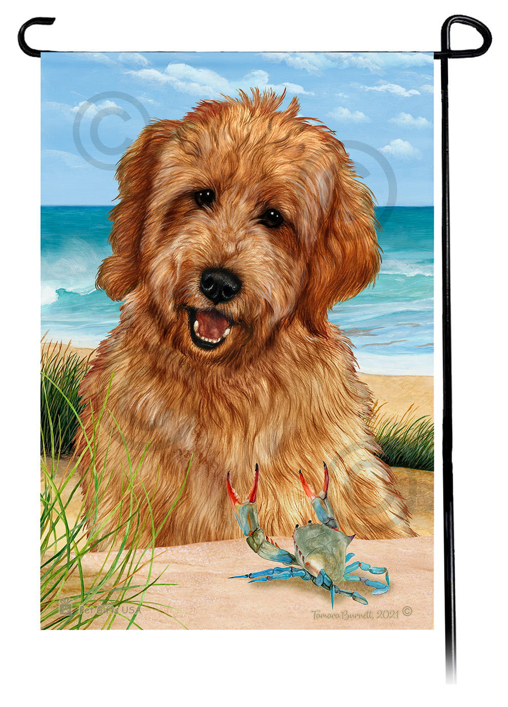 Goldendoodle Summer Flowers Garden Flag
