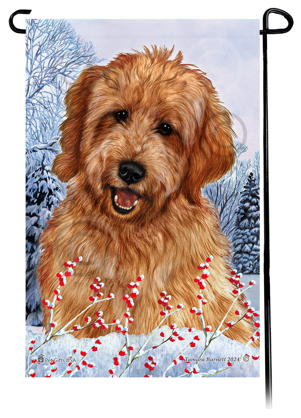 Goldendoodle Winterberries - Garden Flag