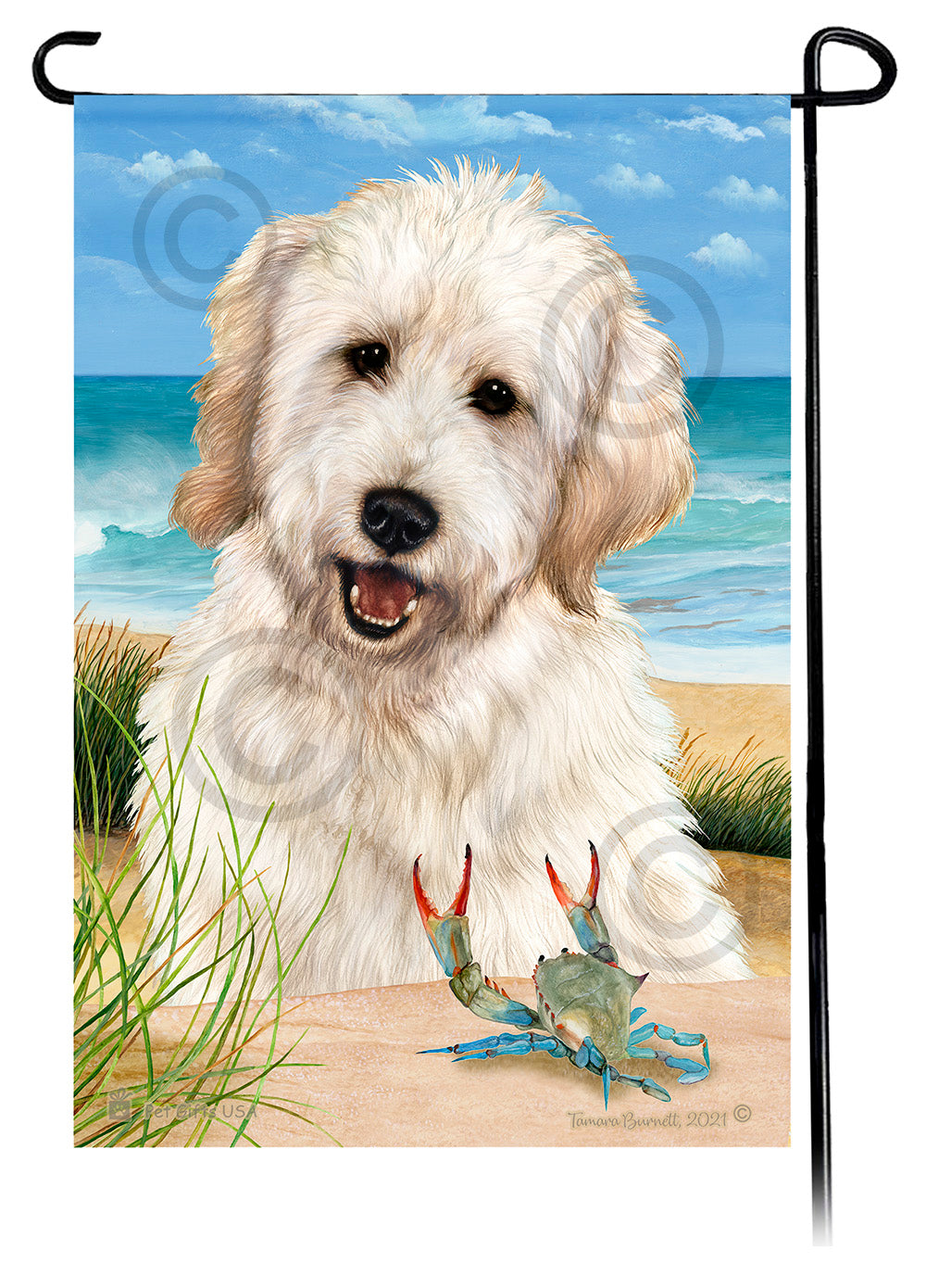 Goldendoodle Summer Flowers Garden Flag