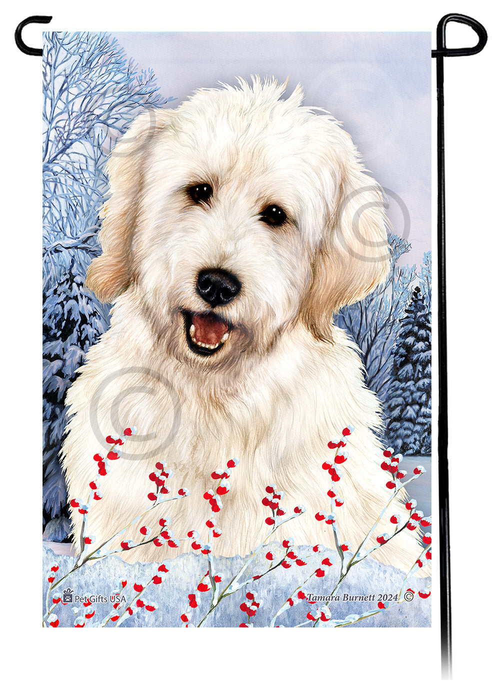 Goldendoodle Winterberries - Garden Flag