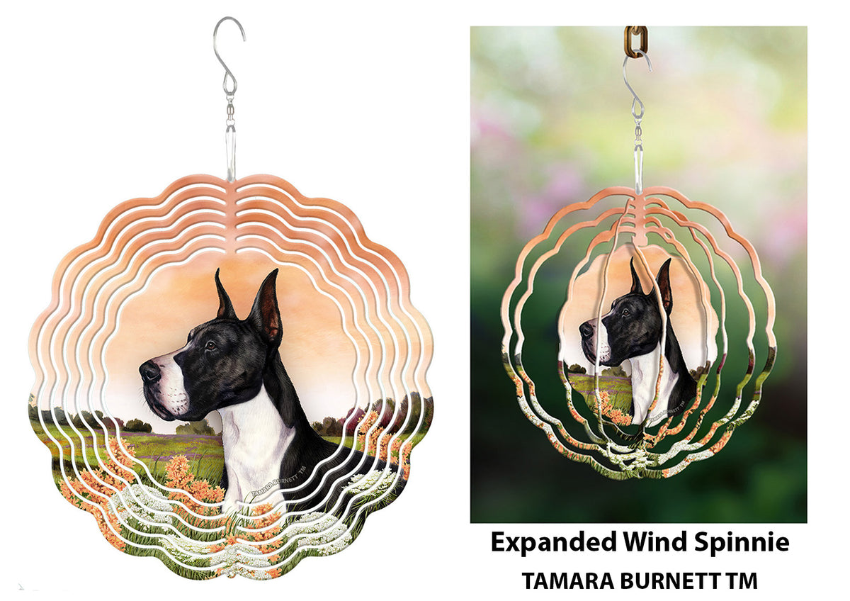 Great Dane Black and White Mantle Cropped Wind Spinner
