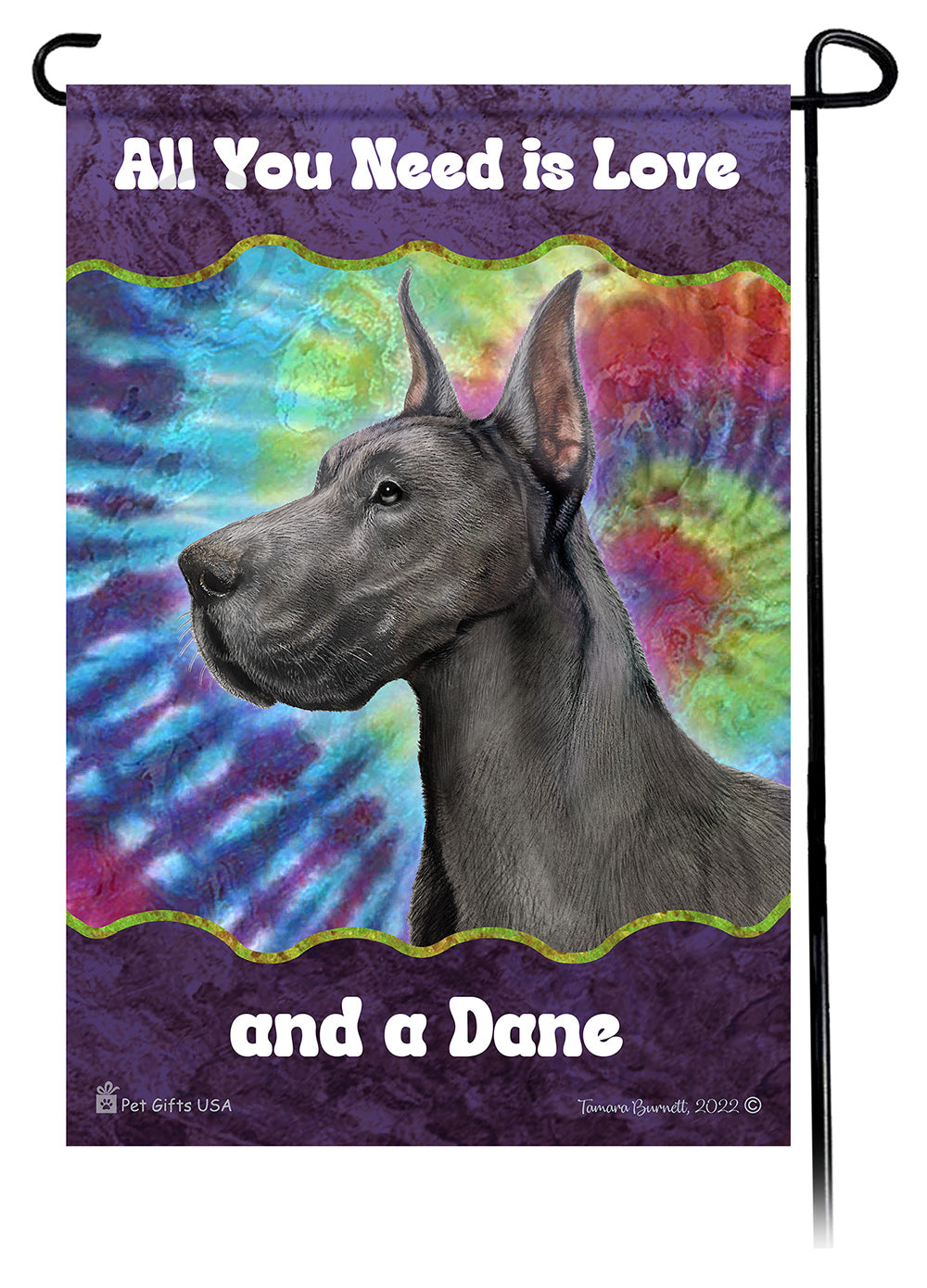 Great Dane All You Need Is Love Garden Flag