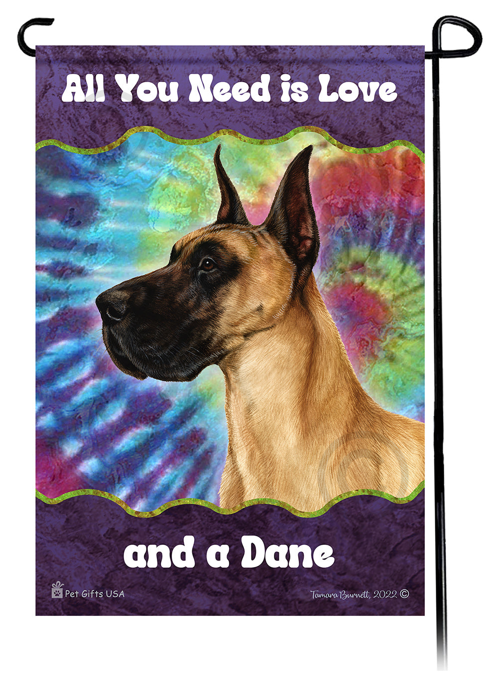 Great Dane All You Need Is Love Garden Flag