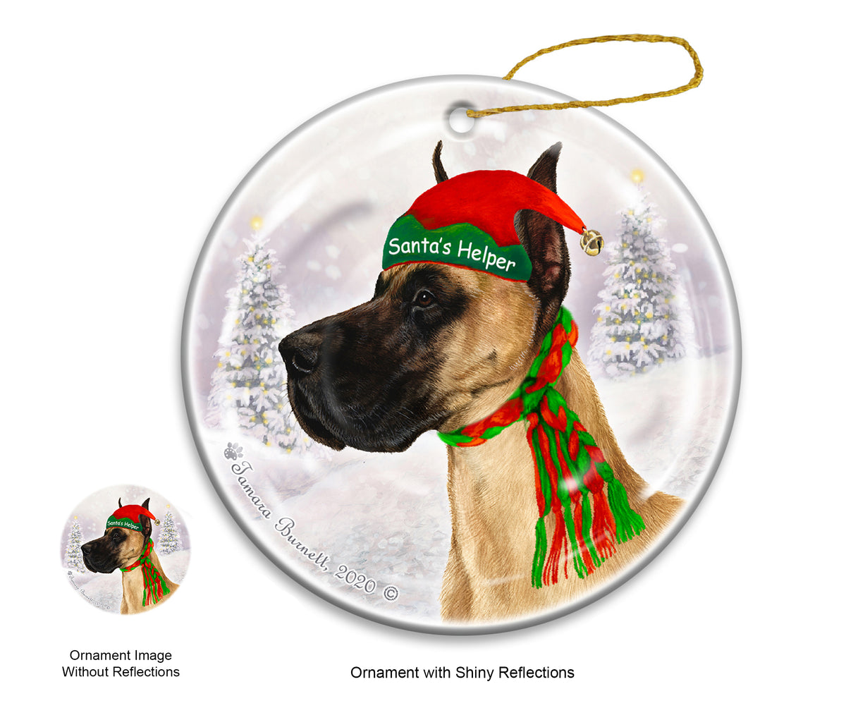 Great Dane Cropped Fawn Ornament