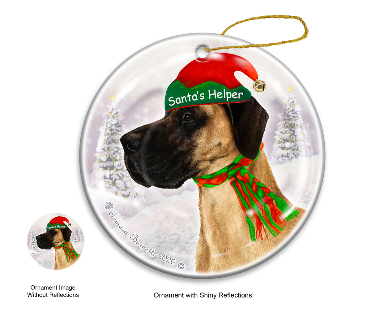 Great Dane Uncropped Fawn Ornament