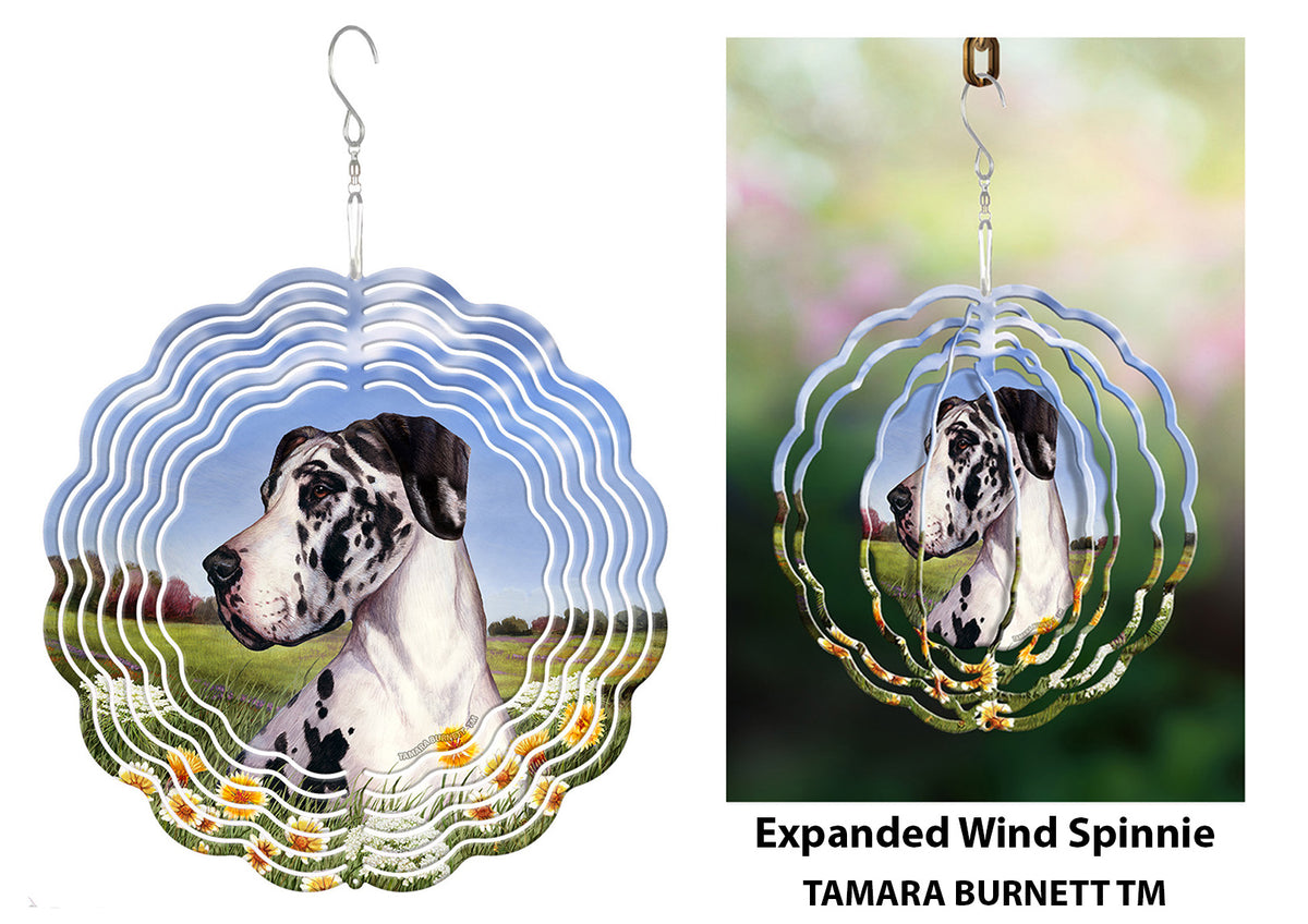 Great Dane Harlequin Uncropped Wind Spinner