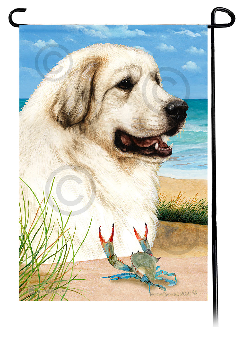 Great Pyrenees Summer Flowers Garden Flag