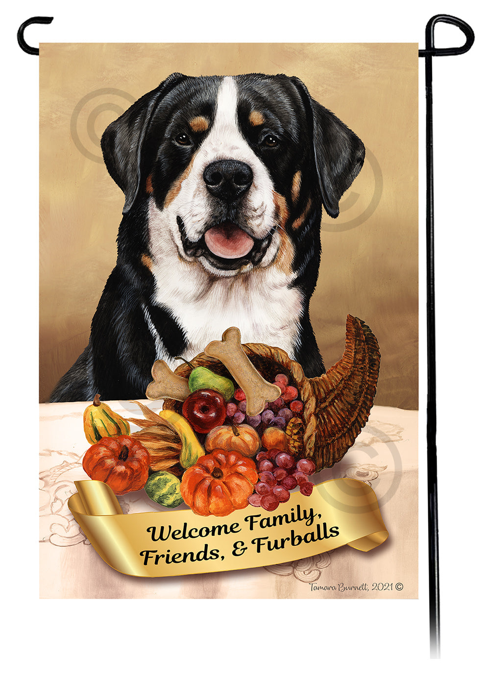 Greater Swiss Mountain Dog Thanksgiving Garden Flags