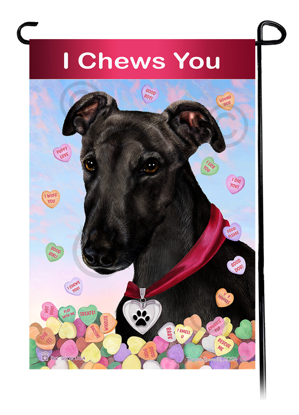 Greyhound Valentine Sweetheart Garden Flags