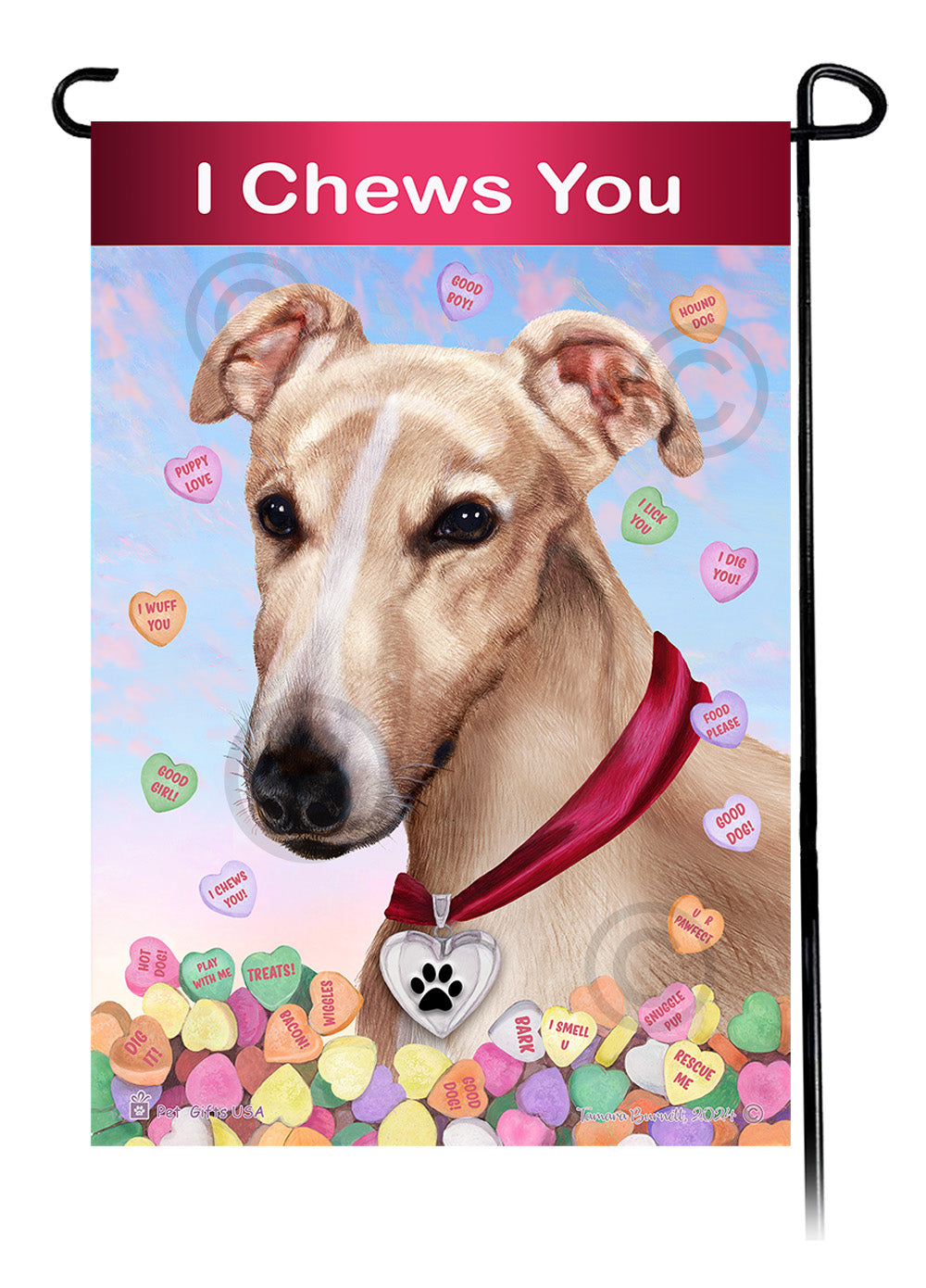 Greyhound Valentine Sweetheart - Garden Flag