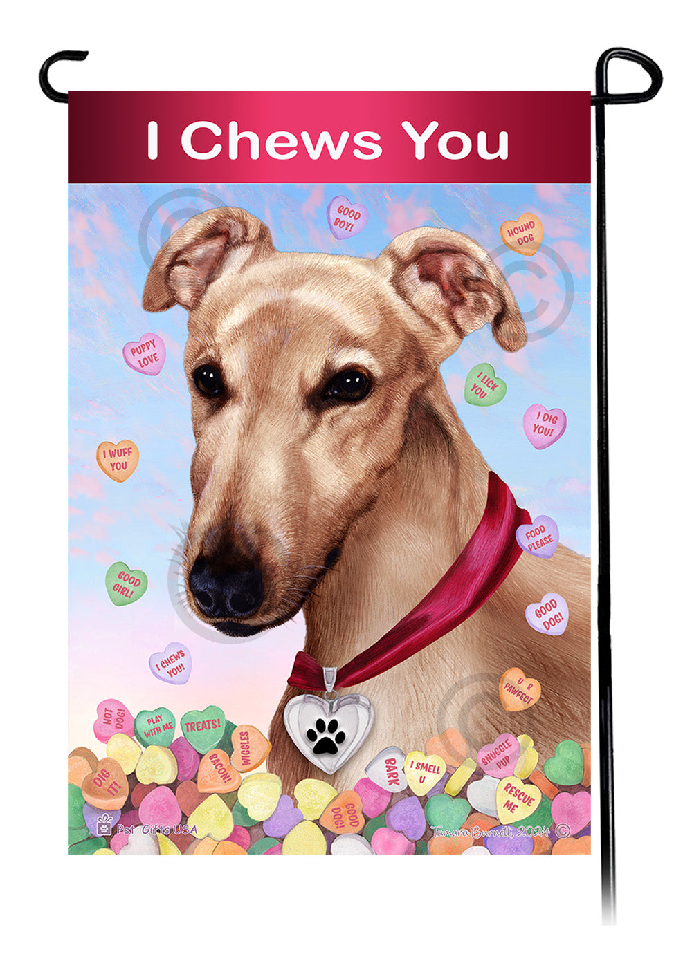 Greyhound Valentine Sweetheart - Garden Flag