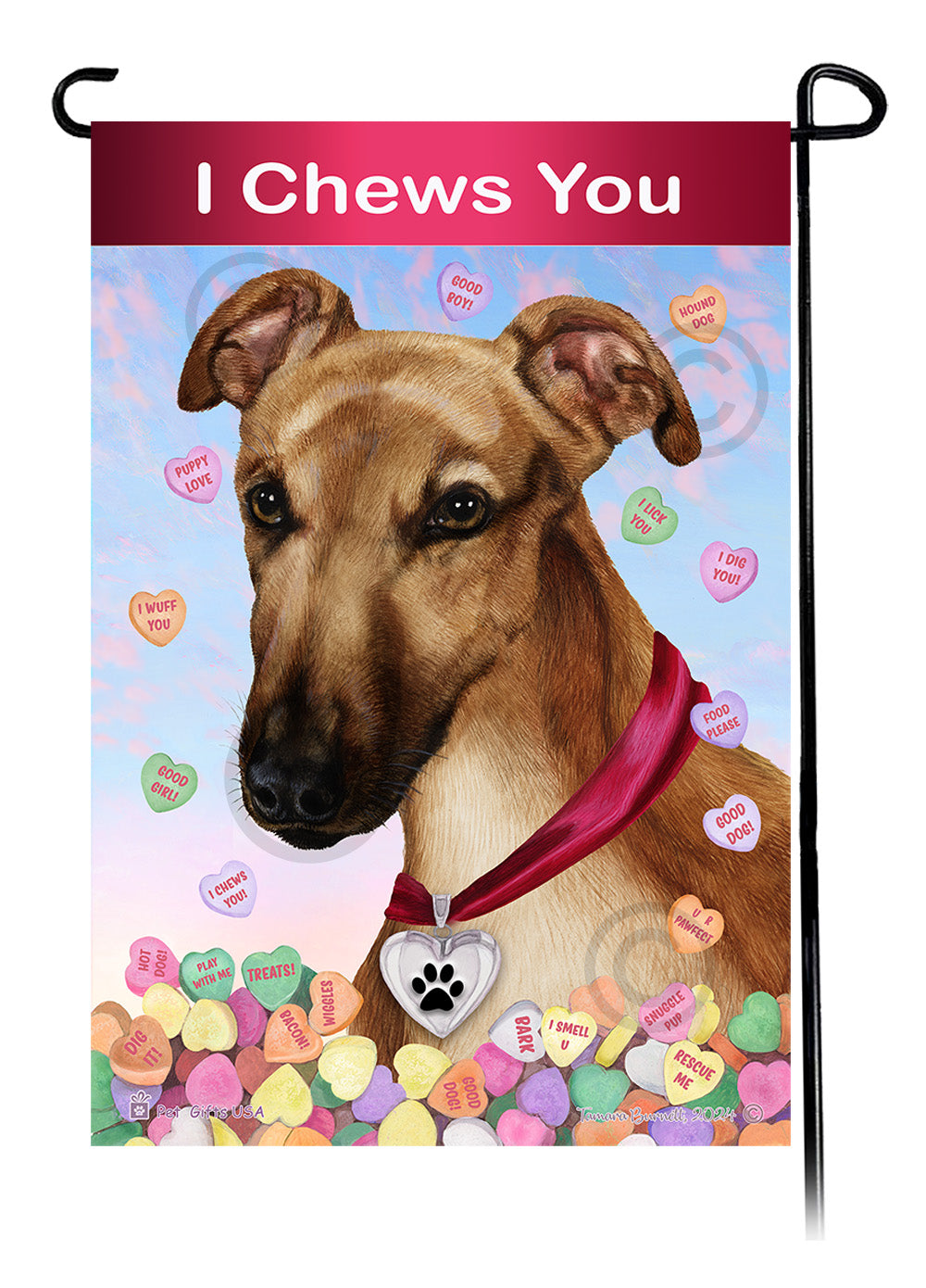 Greyhound Valentine Sweetheart - Garden Flag