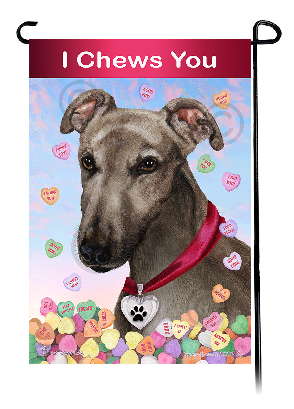 Greyhound Valentine Sweetheart - Garden Flag
