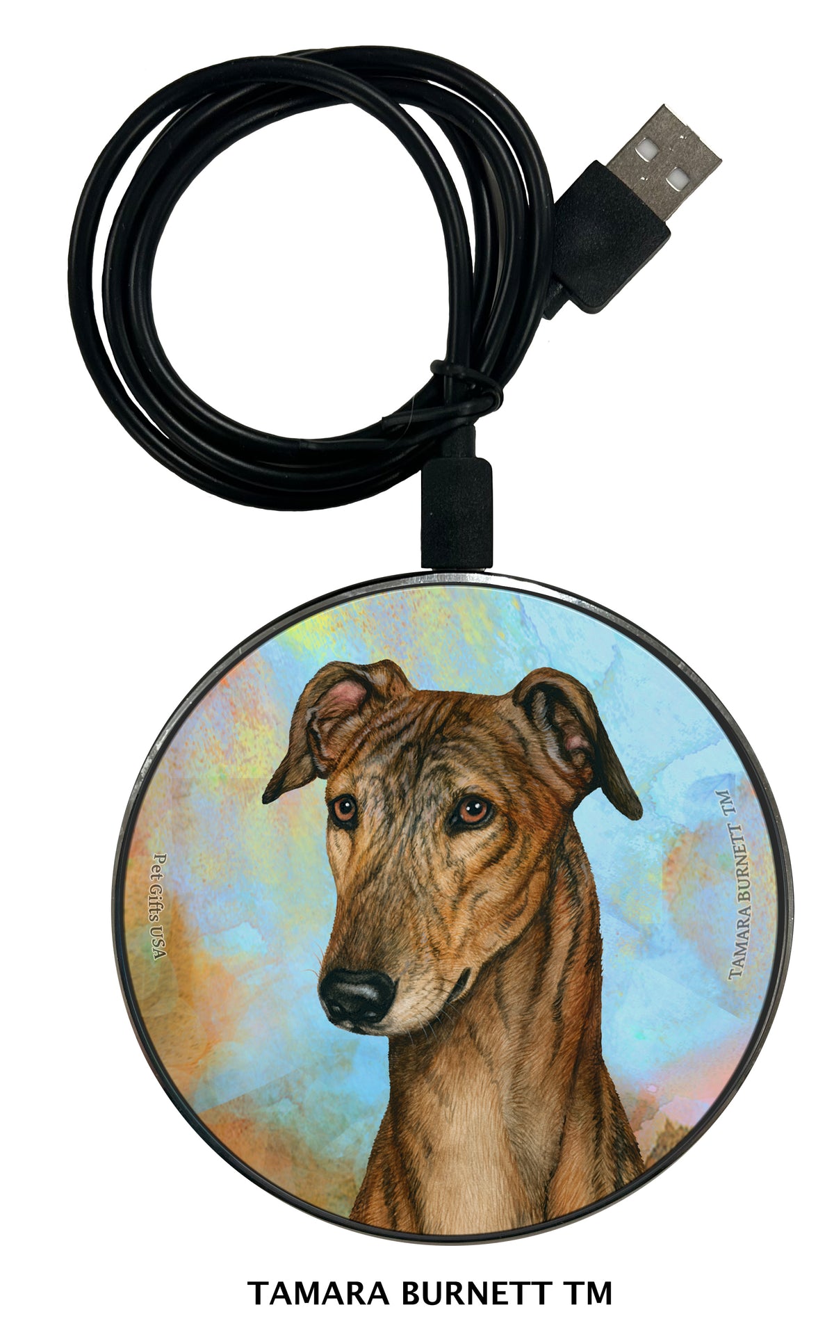 Greyhound Red Brindle Zoomies Wireless Charger
