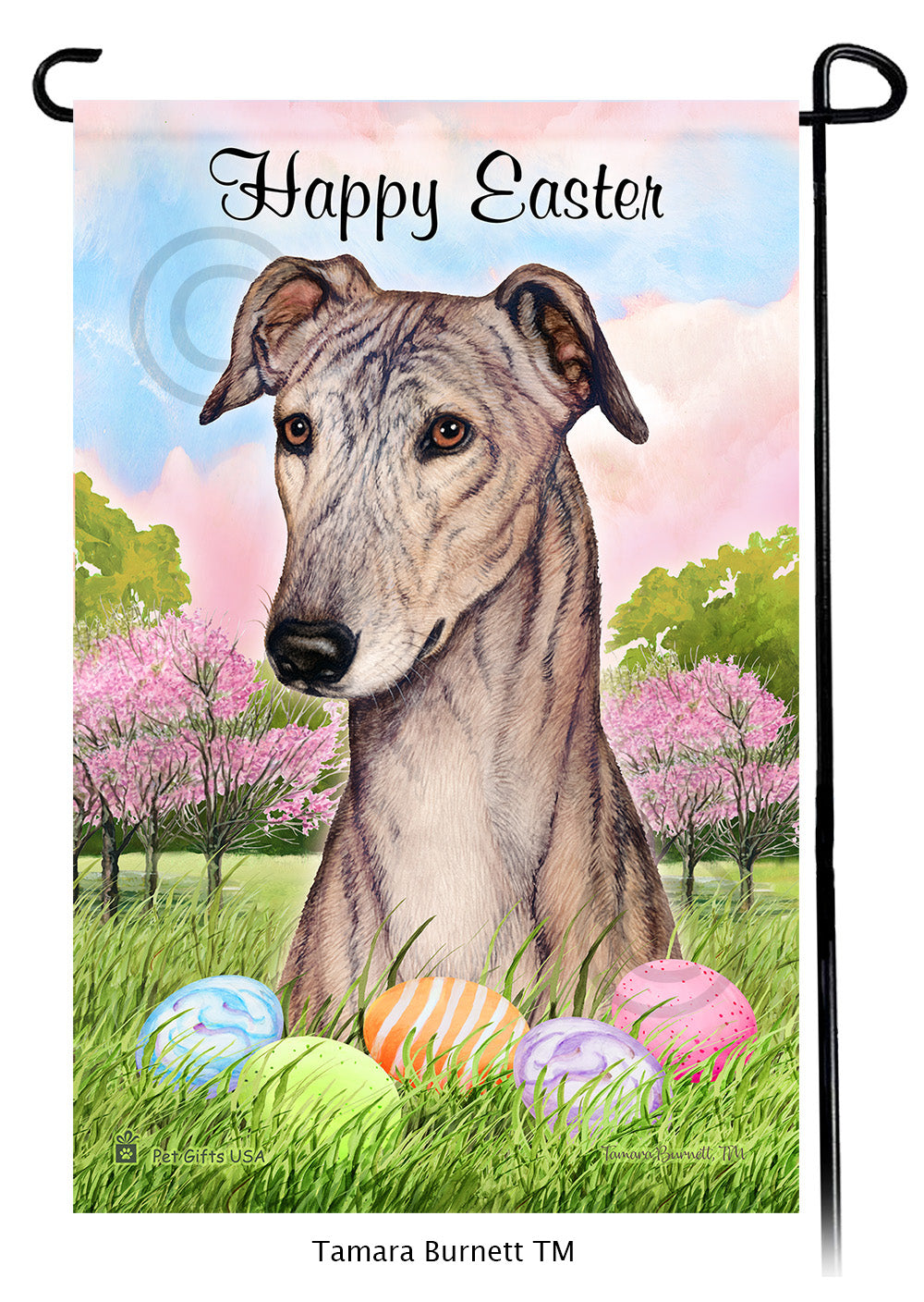Greyhound Happy Easter - Garden Flag