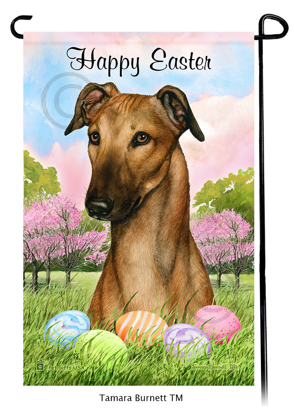 Greyhound Happy Easter - Garden Flag
