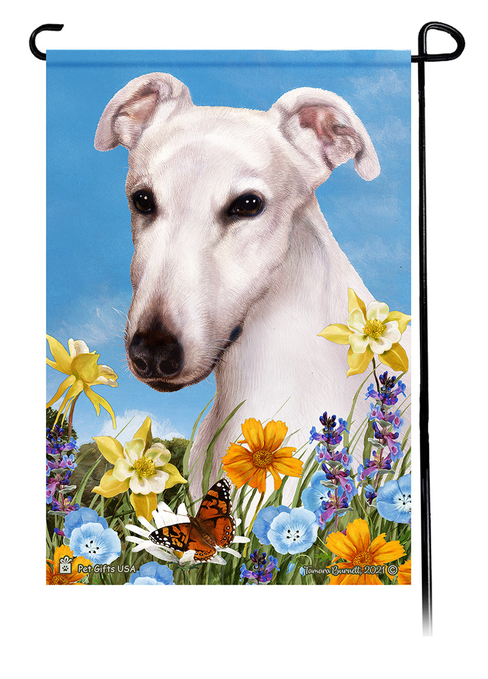 Greyhound Summer Flowers - Garden Flag