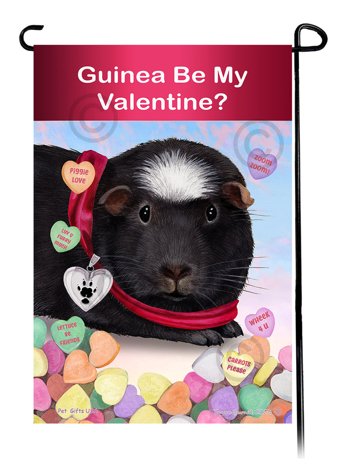 Black Crested Guinea Pig Valentine Sweetheart Garden Flags