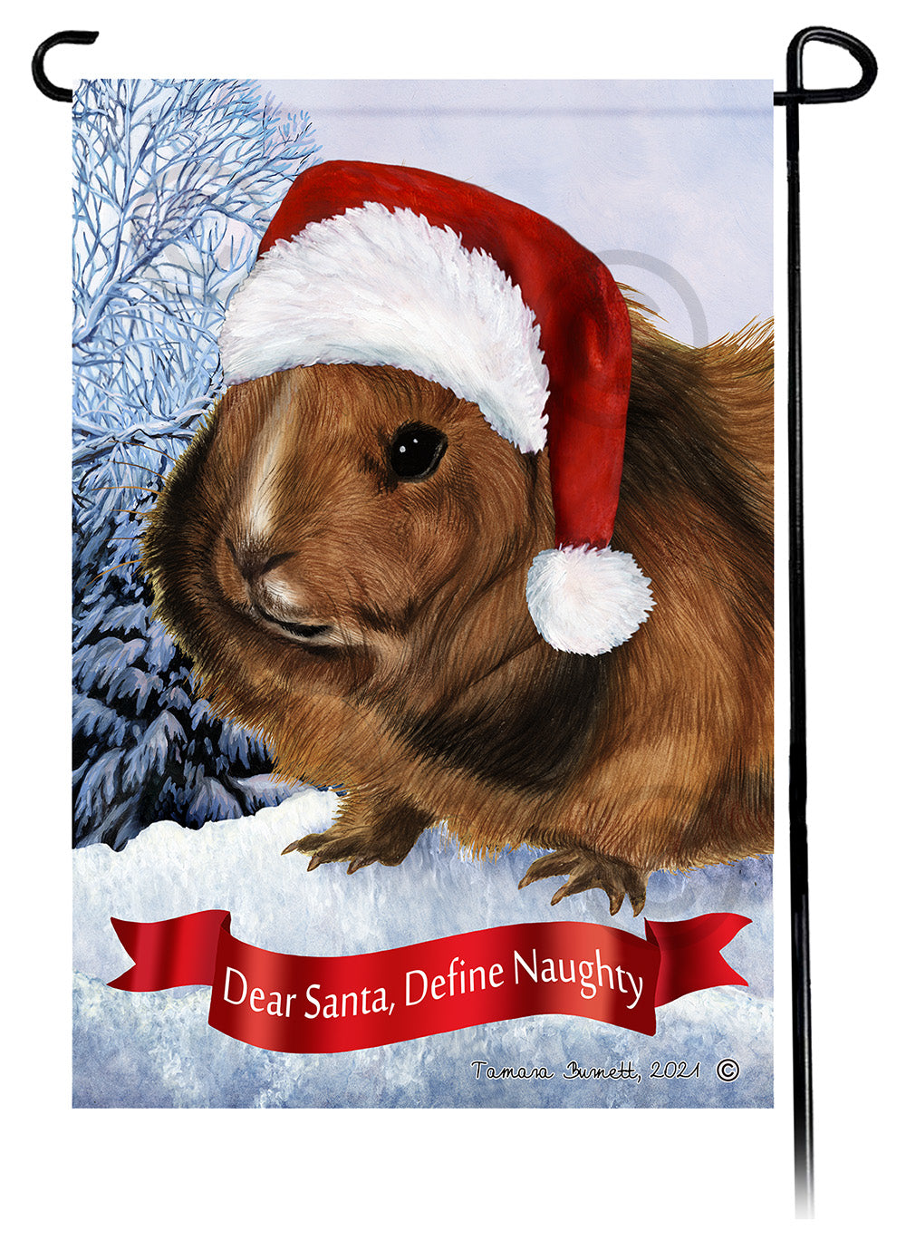 Abyssinian Guinea Pig Dear Santa Define Naughty Garden Flags