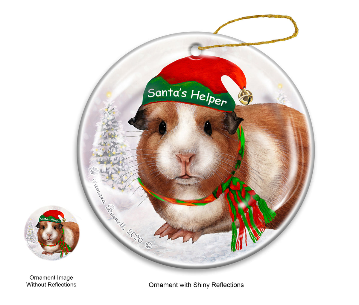 Guinea Pig (American) - Santa's Helper Ornament