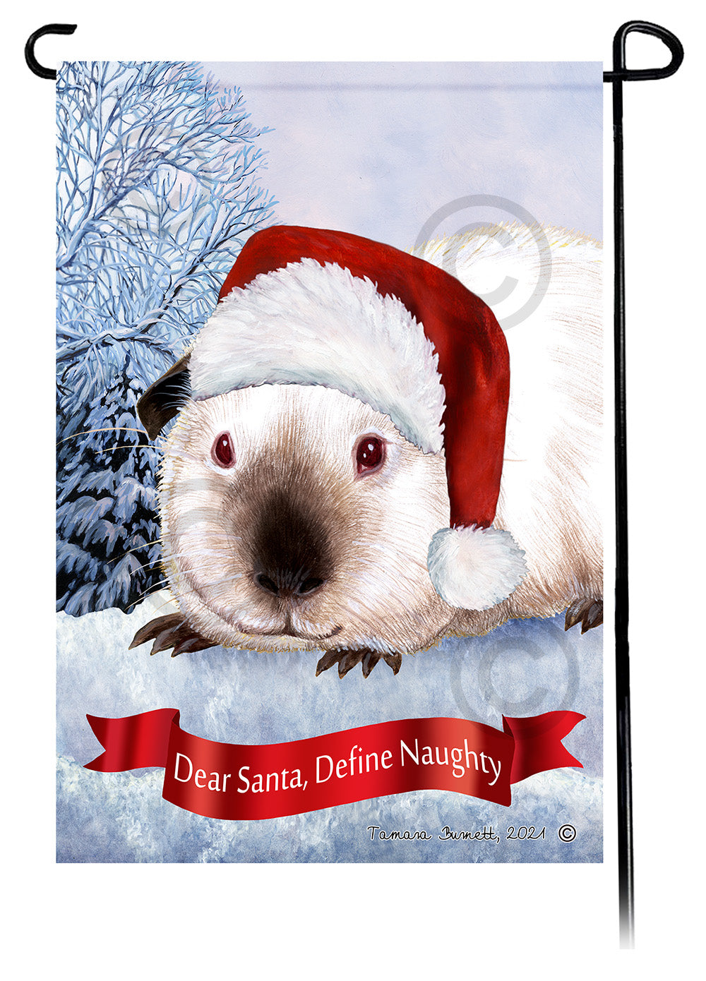 Himalayan Guinea Pig Dear Santa Define Naughty Garden Flags