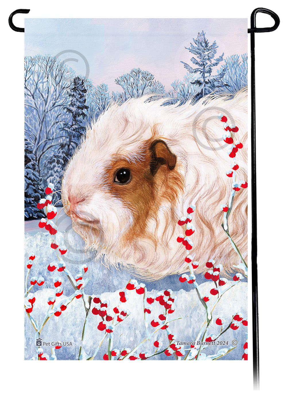 Texel Guinea Pig Winterberries Garden Flags