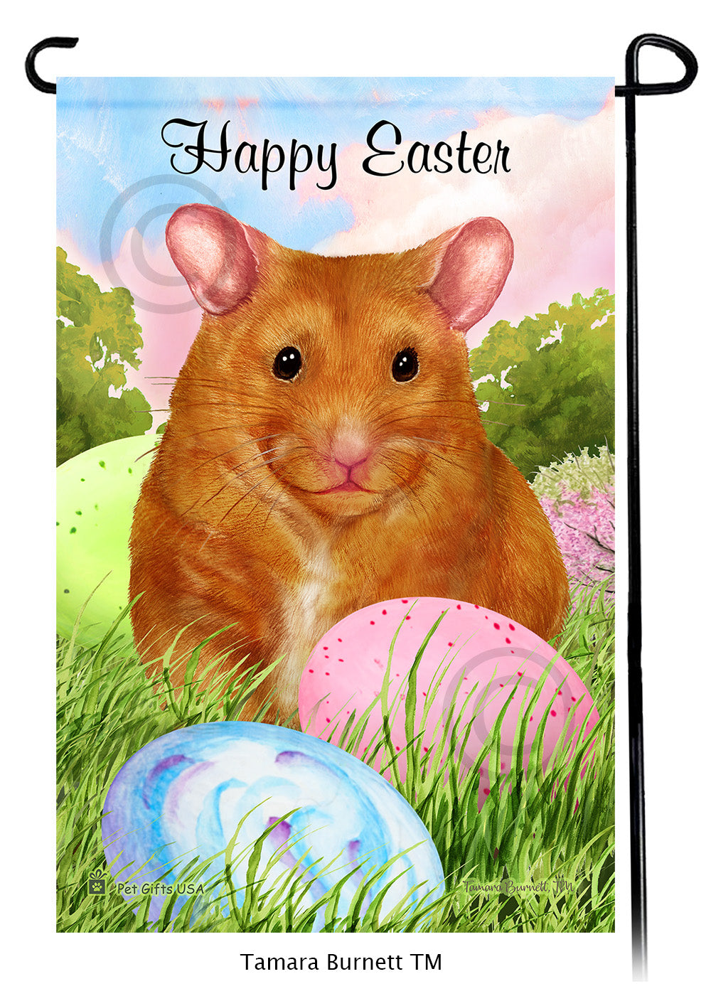 Cinnamon Hamster Happy Easter Garden Flags