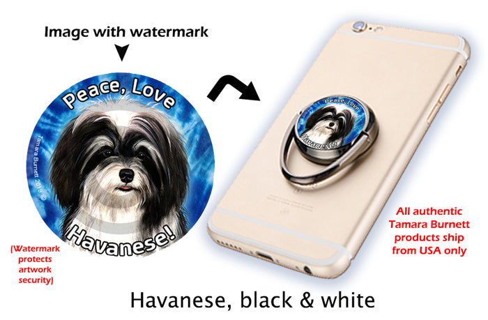 Havanese Black and White Phone Stand