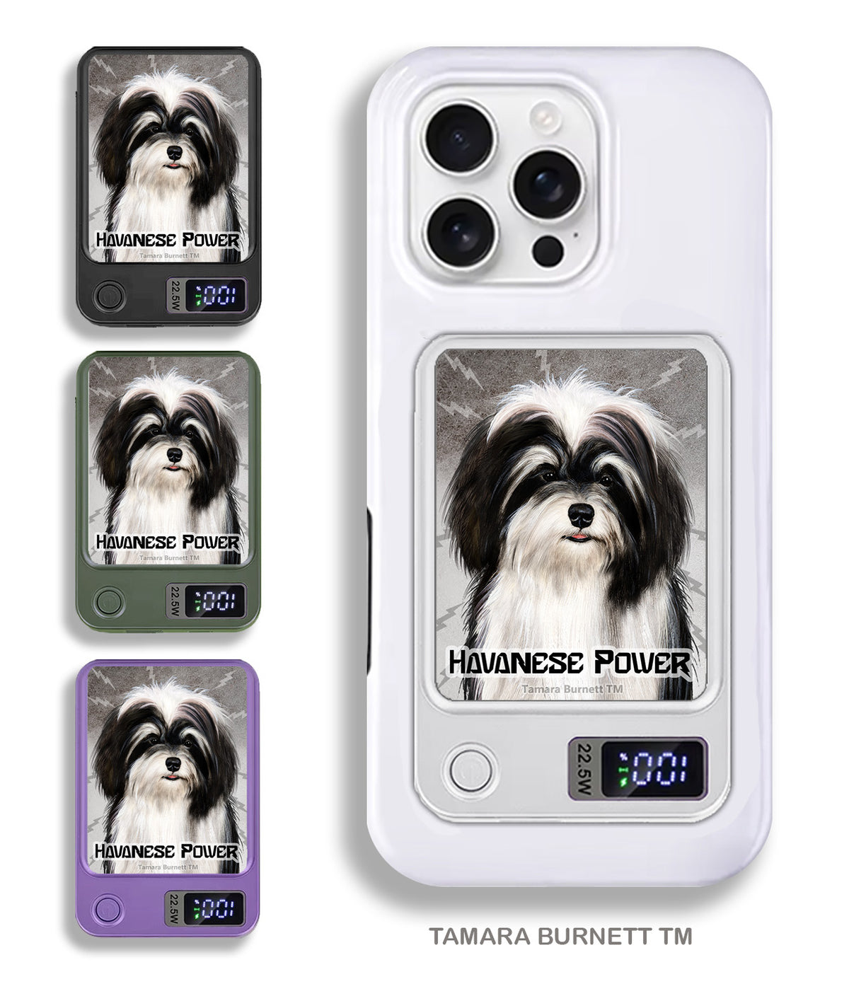 Havanese Black and White Phone Bank Wireless Charger