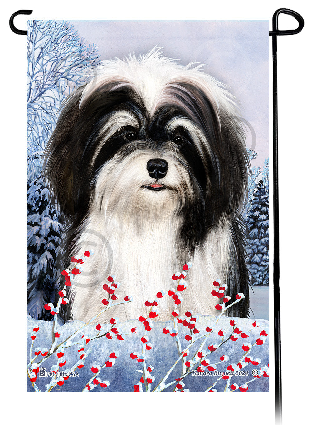 Havanese Winterberries Garden Flags