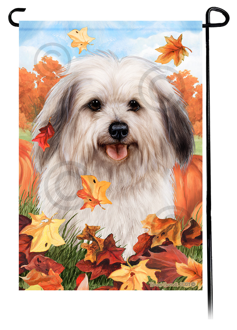 Havanese Falling Leaves - Garden Flag