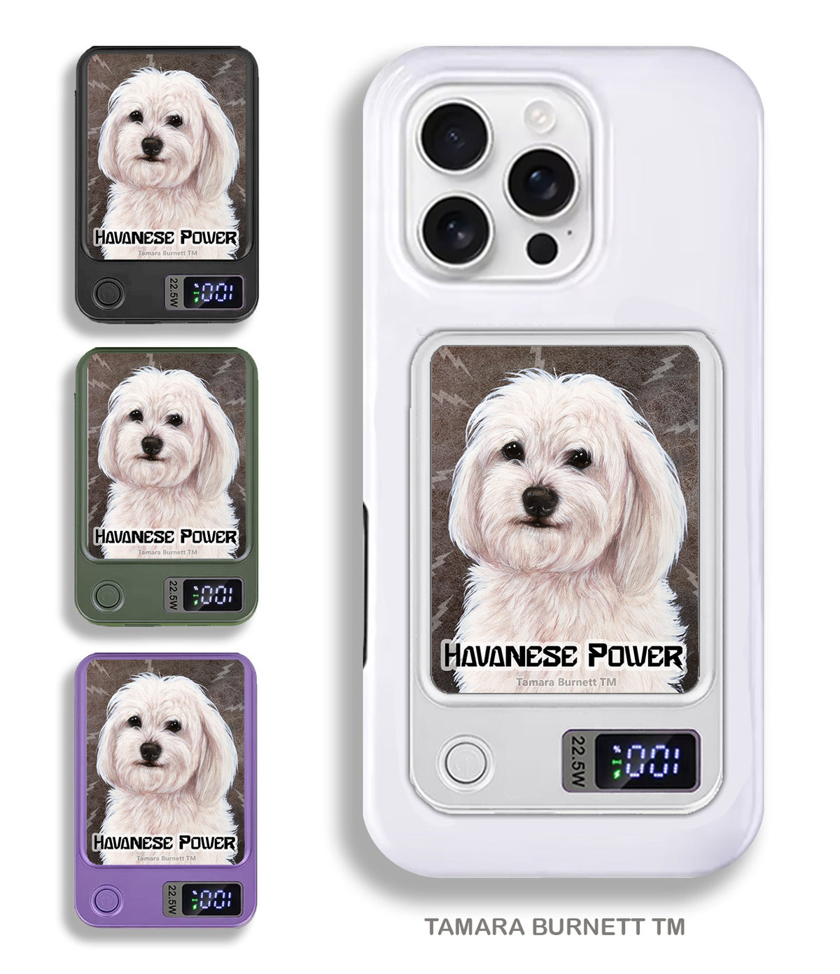 Havanese White Phone Bank Wireless Charger