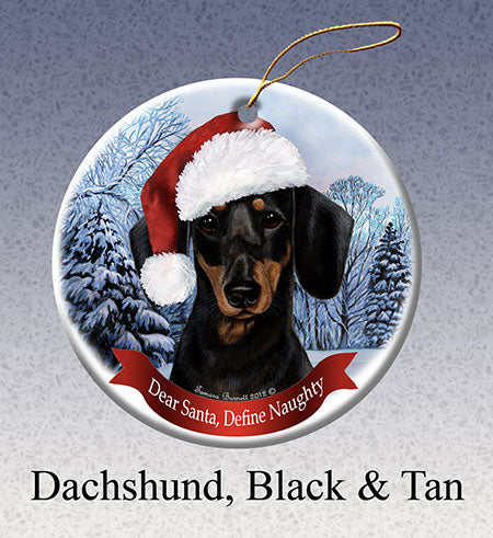 Dachshund (Black and Tan) - Dear Santa, Define Naughty Christmas Ornament
