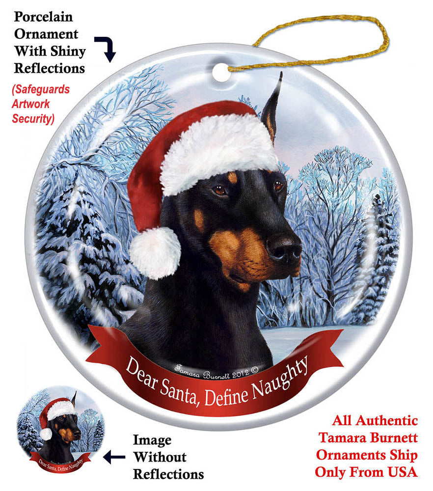 Doberman - Dear Santa, Define Naughty Christmas Ornament