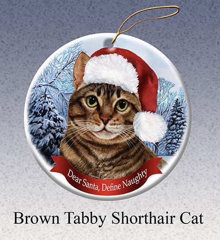Brown Tabby Cat - Dear Santa, Define Naughty Christmas Ornament
