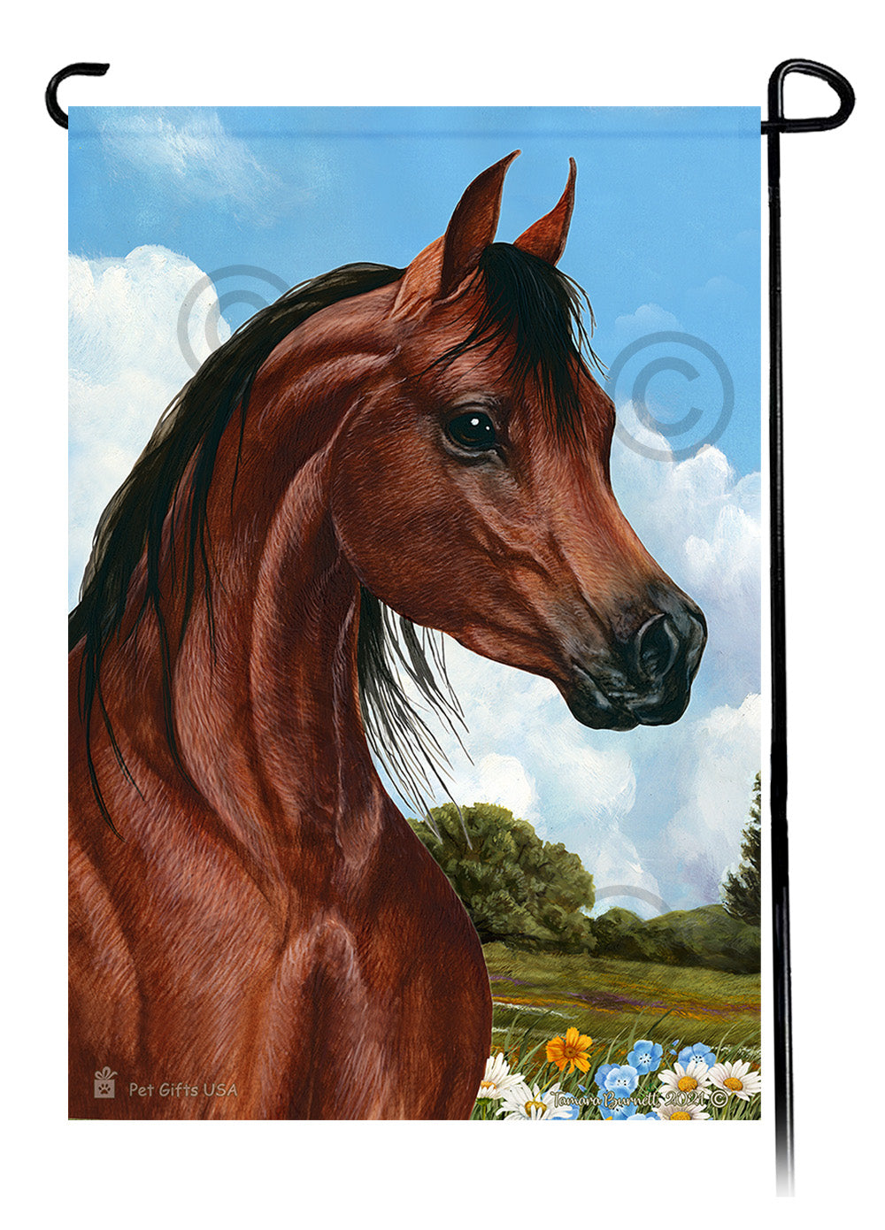 Arabian Horse Summer Flowers Garden Flags