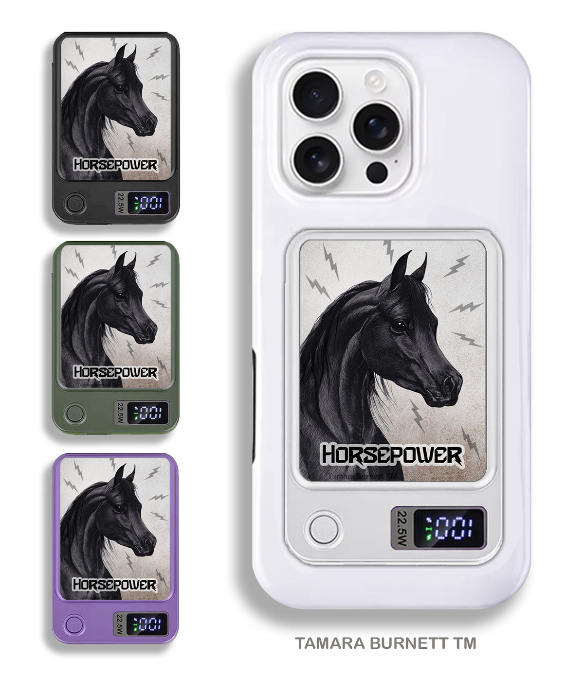 Arabian Horse Black Phone Bank Wireless Charger
