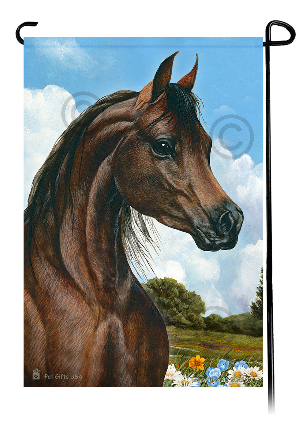Arabian Horse Summer Flowers - Garden Flag